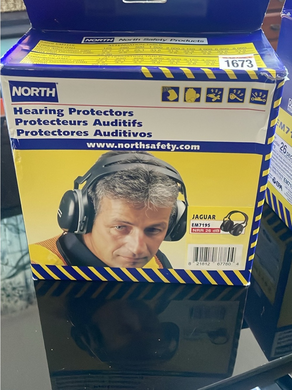 North Hearing Protectors Jaguar EM7195 - Yellow & Blue Packaging